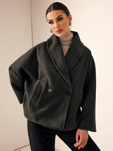 Aurohaya Women’s Wool Blend Coat with Buttons & Pockets Oversized Casual Chic Blazer for Fall Winter